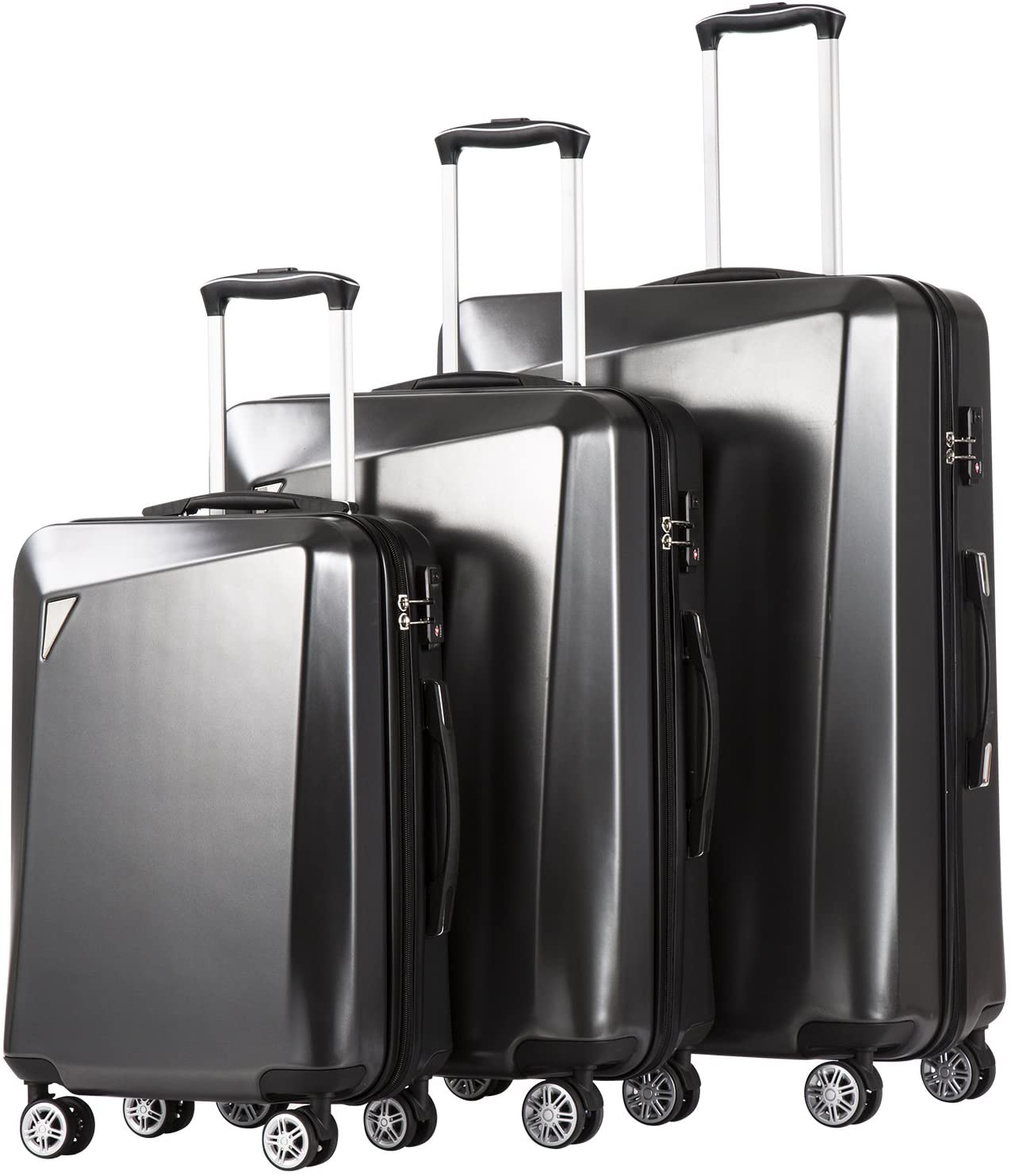 Coolife Luggage 3 Piece Sets PC+ABS Spinner Suitcase 20 inch 24 inch 28 inch